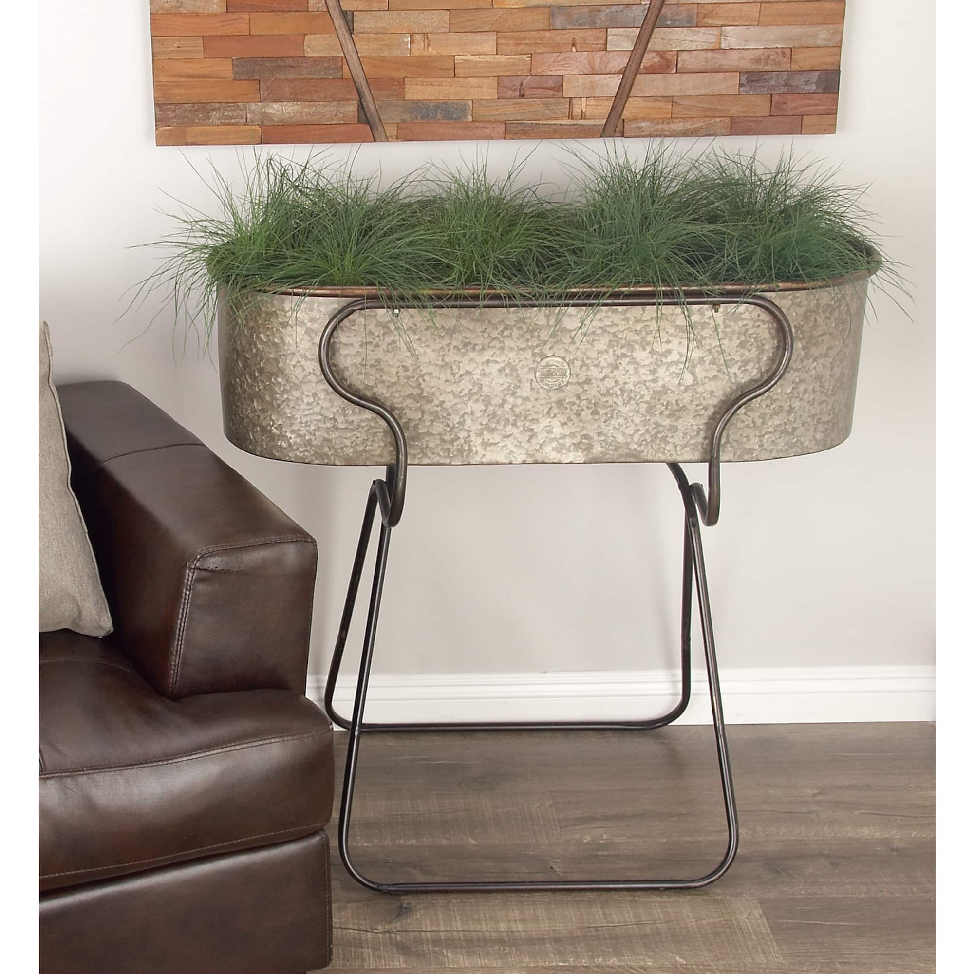 38" Gray Metal Farmhouse Planter